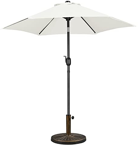 Yaheetech Parasol de Jardin 230cm/270cm avec Pied 10 KG Inclinable Extérieur, Cadre en Métal, Protection Solaire pour Terrasse Patio Piscine Balcon