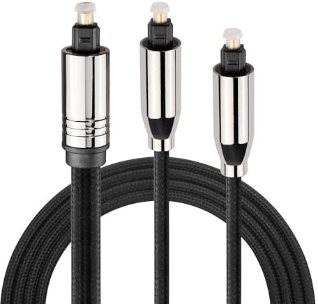 GINTOOYUN Toslink Optische Audio Splitter Kabel 24K Gold überzogener Stecker 1 bis 2 Glasfaser Audio Kabel für Fernseher, Verstärker, DVDs, Blu Ray Player, etc