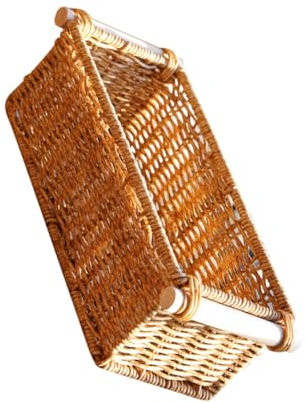 RORPOIR 1stücke Kunststoff Rattan Aufbewahrungskorb Mit Holzgriff Für Kosmetik Und Alltagsgegenstände Vielseitiger Desktop-organizer Für Schlafzimmer Badezimmer Und Büro s