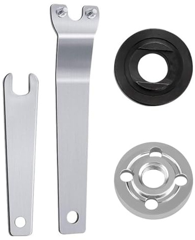 4mm Grinder Angle Spanner Wrench Flange Nut, 150mm Angle Grinder Adjustable Spanner, Metal Lock Nut Pressure Plate Spanner For Replacing Discs, A Pin Spanner, A U-Shaped Spanner, Two Flange Nuts (B)