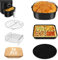 Square Air Fryer Accessories Set, 6 Pieces Including Square Cake Bucket/Pizza Tray/Metal Holder/Air Fryer Paper Liners/Silicone Mat/Kitchen Tongs,Fits All Brands Larger Than 5.5L