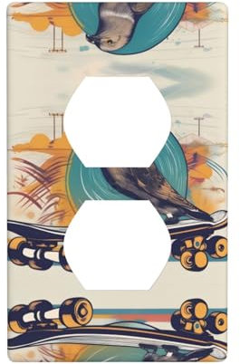 Placca da parete a doppia presa per interruttore della luce, decorazione per la casa, 11,4 x 7,9 cm, stampa skateboard