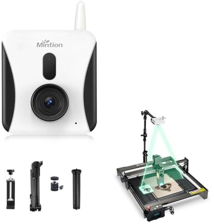 Mintion Caméra laser, Mintion Lasercam pour gravur/découpeuse laser, LightBurn, pont sans fil, surveillance et contrôle à distance, positionnement précis, double WiFi 2,4 et 5 GHz