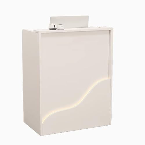 Empfangstheke,Bürotheke,Modern Rezeptionstheke,Einfaches Design,Leuchtend,geeignet for Schönheitssalons,Friseurläden,Nagelstudios und andere Szenen (muss installiert Werden)(60 with Cabinet)