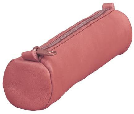 Clairefontaine 77020C Age Bag Leather Pencil Case Small Round 18.5 x Diameter 4 cm Antique Pink, Antique Pink