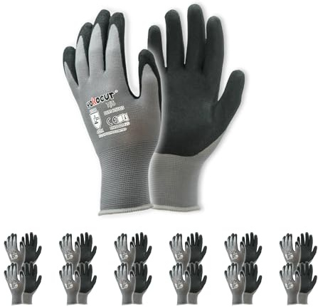 Arbeitshandschuhe für Mechaniker, Elektriker, Montagehandschuhe, Werkstatt, gartenhandschuhe, kfz-Handschuhe, mit Rutschfeste & Touchscreen-Funktion, 12 Paar Nitril Schutzhandschuhe Herren (Größe 7/S)