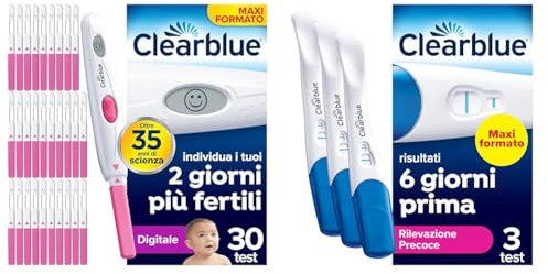 Test di Ovulazione Clearblue Digitale. Aumenta le tue possibilità di rimanere incinta, 1 Portastick Digitale, 30 Bastoncini e 3 Test di Gravidanza Rilevazione Precoce