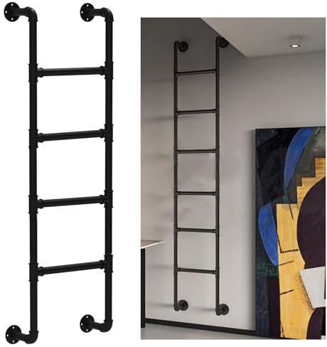 Scala in metallo a parete per soppalco di casa, scala di uscita d'ingresso alta 4 piedi, 6 piedi, 7 piedi, 8 piedi, scala di fuga per finestre del seminterrato, carichi fino a 330 libbre, per dormitor