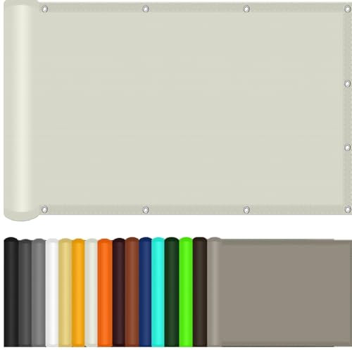 Filet Dombrage, Voile Solaire 390 x 420 cm Protection Solaire Balcon Pare-Soleil Tissu avec Oeillets et Cordons pour Pelouse Piscine Fête Pique-Nique, Blanc cassé