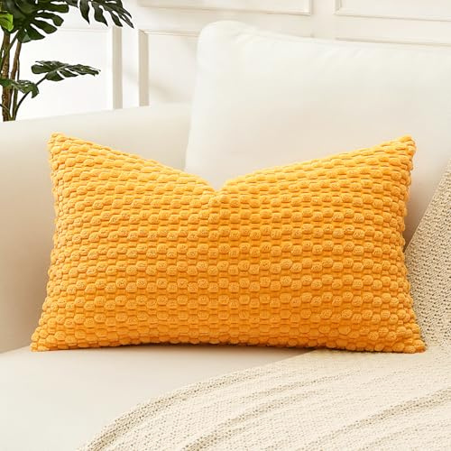 Artscope Kissenbezug Kordsamt Cord Körnig Zierkissenbezug 40x60 cm Geometrische Kissenhüllen Weiche Sofakissen Couchkissen für Sofa Schlafzimmer Wohnzimmer Büro Zuhause Dekorative 1er Set, Goldene