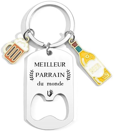 KJKJKJ Cadeaux Porte Clés Parrain- Parrain Cadeau Baptême-Demande Futur Parrain Cadeau Noël Anniversaire