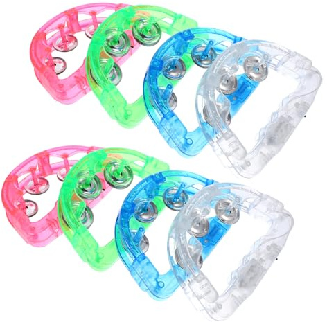 KOMBIUDA 8 Stück LED Leuchtendes Tamburin Schüttelspielzeug mit Klarem Ton Kinder Spielzeug Party Zubehör Bühnenrequisiten Zufällige Farbe