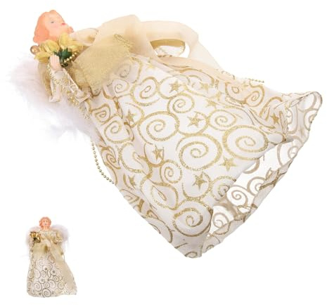 HEALSOPTHY Figurine Ange de Sapin de Noël avec Peluche Décoration Festive pour Arbre Petit Cimier Ornement Mignon pour