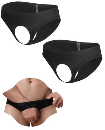 ohyeahlady String Homme Ouvert sur Le Devant Grande Taille Tanga Soie Glacée