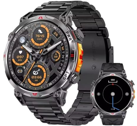 Orologio da uomo con batteria 650 mAh, schermo AMOLED da 1,56 pollici, AMOLED Gatto GPT, GPS Smartwatch IP68 Impermeabile 100 Modalità Sportive Orologio Frequenza Cardiaca SpO2 Sonno Monitor per
