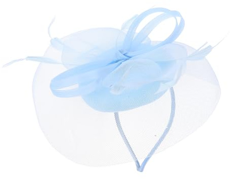 jojofuny Bibi en Maille Bleu Ciel pour Femme Fascinateur Mariage Léger et Confortable Accessoire Tête Mariage et Fête Chapeau Cocktail Voile Courte Bandeau Élégant pour Cérémonie