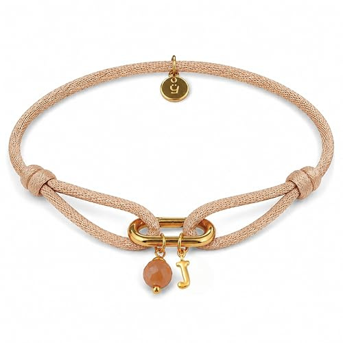 happymaker - Armband mit Buchstaben Damen, Initial Armband Gold, Persönlicher Schmuck mit Bedeutung, Verstellbares Armband, Geschenkverpackung, handmade in Deutschland