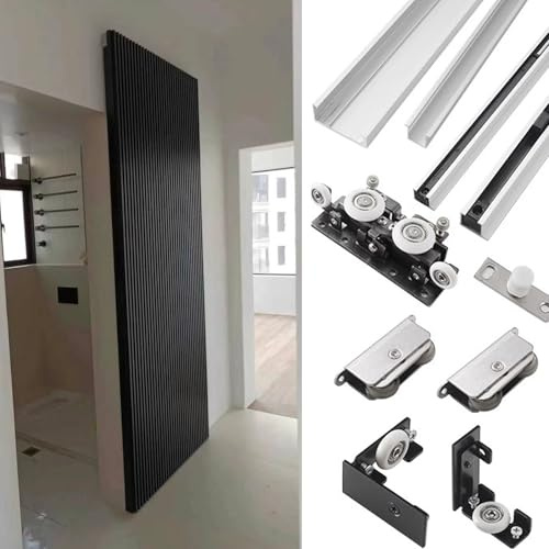Concealed Sliding Door Kit 71-52-32in, Soft Close Invisible Trackless Hardware for Single Wooden/Barn Doors, Easy Install Ghost Door System (86cm/34in)