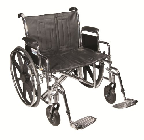 Drive Medical STD22ECDDA-SF Bariatric Sentra EC Heavy Duty Wheelchair with Detachable Desk Arms and Swing Away Footrests, Black