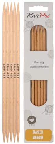 KnitPro Basix Beech Double Pointed Needles 8 (20cm) | 5.00mm