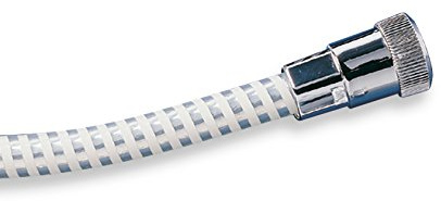 TATAY Verstärkter Loop Duschschlauch aus PVC, 1,5 m, Weiß/Chrom | Verstärkter Duschschlauch | Verstärkte PVC-Ausführung | Länge 1,5 Meter | Universalgewinde G 1/2 Zoll | Farbe, Weiß/Chrom