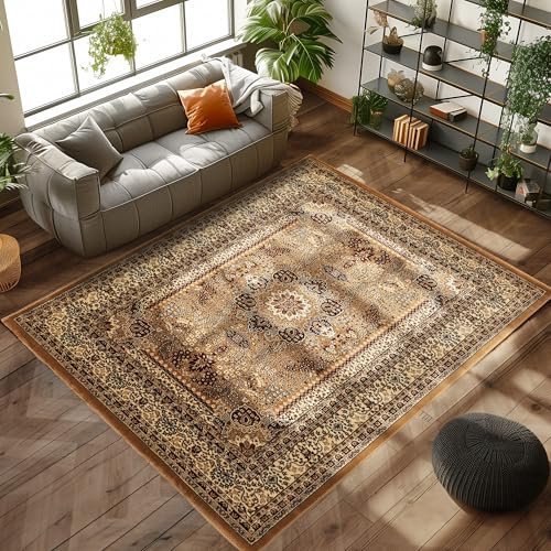 Orientmatta med klassisk design, vävd matta med orientaliska mönster för vardagsrummet, Färg: Beige, Storlek: 200 x 290 cm