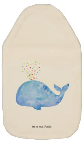 Mr. & Mrs. Panda Wärmflasche Wal Konfetti - Geschenk, Wale, Meerestiere, Meer, Trennung, Wärmekissen, Urlaub, Wärmflaschenbezug, Kinderwärmflasche,