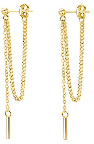 SLUYNZ 925 Sterling Silber Bar Hängend Ohrringe Kette für Frauen Damen Lange Ohrringe Ohrhänger