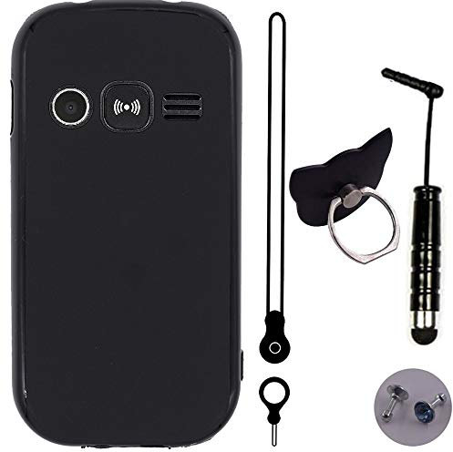 TienJueShi Ring Stand Pen Protector Lanyard Gel For Doro 1360 1362 2.4 inch Phone Case TPU Silicone Cover Etui Rubber Shell