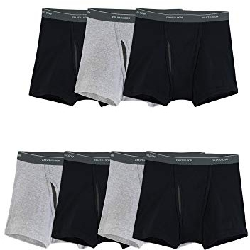 Fruit of The Loom Herren Coolzone Boxershorts, Feuchtigkeitsableitend und Atmungsaktiv, Multipacks Retroshorts, Kurzes Bein, 7er-Pack, Schwarz/Grau, Large