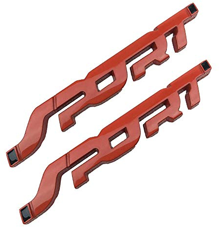 Emblème Sport en Alliage, HUAPX Lot de 2 décalcomanies d'insigne de Logo de Coffre arrière d'aile latérale de Voiture(Rouge)