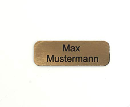 Schilderino Placa de buzón, placa para puerta, grabado personalizado, autoadhesiva, hecha de plástico en muchos colores y tamaños (6 x 2 cm rectangular, redondeada, dorado y negro)