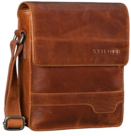 STILORD 'Sven' Herrenhandtasche Leder Umhängetasche klein Schultertasche Männer 8 Zoll Tablet Herren-Tasche Messenger Bag DIN A5 Echtes Leder, Farbe:maraska - braun