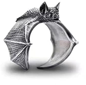 Chiyyak Verstellbare Vintage Fledermaus Ringe Damen Herren Gothic Offene Fingerringe Halloween Schmuck