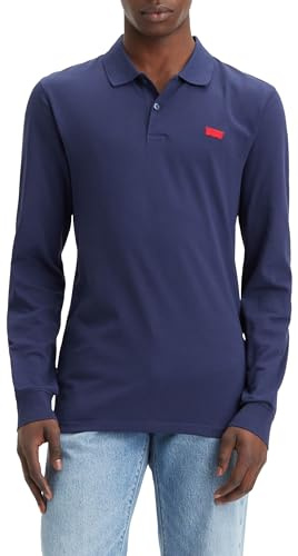 Levi's Long-Sleeve Slim Housemark Polo, Uomo, Naval Academy, XL