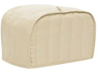 JOONOR Cotton/Polyester Quilted Toaster Cover for Two Slice Toaster and Dust & Fingerprint Protection, Machine Washable. (Beige, 11.5 x 8 x 8 in)