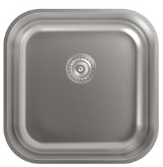 Cata Fregadero CBP 40-40 Bajo Encimera con Cubeta Cuadrada Instalación Mueble 50 cm Base con Fondo Absorbente Accesorios Incluidos Acabado Acero Inoxidable