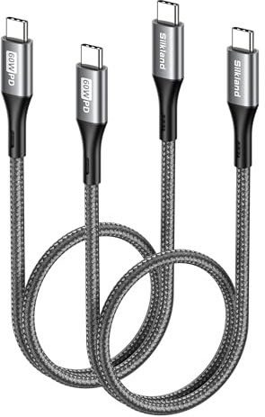Silkland USB-C auf USB-C Kabel 0.5M 2Stück 3A/20V 60W, PD 3.0 & QC 4.0+ | 50CM Ladekabel für iPhone 17 Pro/Air, 16 15/Pro Max/Plus, Galaxy S26 Ultra/S25/S23/S21, iPad Pro/Mini, MacBook Air/Pro, Pixel
