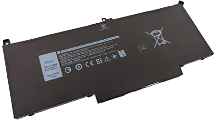 7.6V 60Wh, F3YGT Laptop Akku für Dell Latitude 7280 7290 7380 7390 7480 7490 E7280 E7290 E7380 E7390 E7480 E7490 F3YGT DM3WC 0DM3WC 2X39G 02X39G