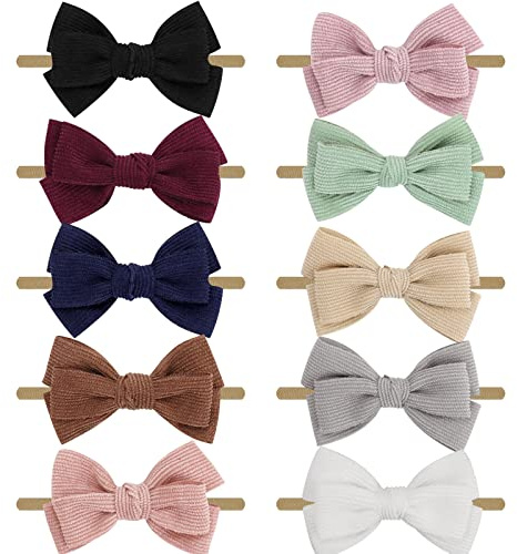 DRESHOW 10 Pcs Diademas y Bandas Para Cabeza Elásticas Para Bebé Niña Recién Nacida - Accesorios de Cabello
