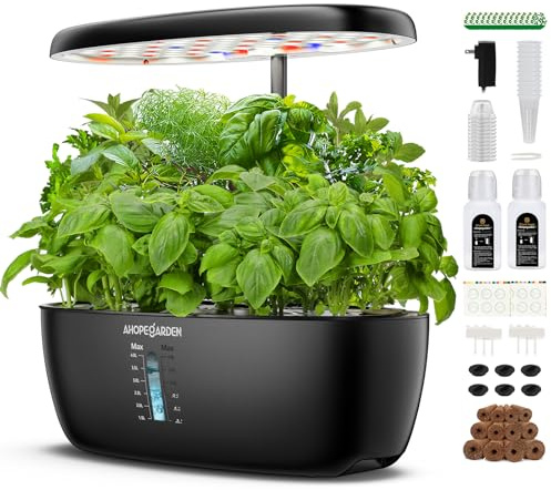 Ahopegarden Indoor Garden Hydroponics Growing System: 12 Pods Plant Germination Kit Garden Kit Growth Lamp Countertop with LED Grow Light Hydrophonic Planter Grower Harvest Vegetable Lettuce
