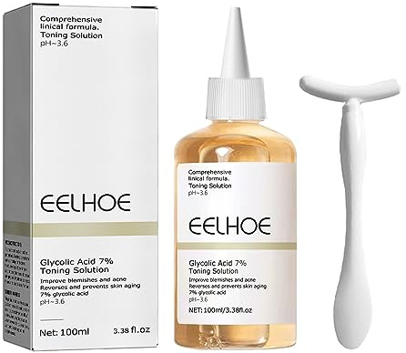 Glycolic Acid 7% Toning Solution - Glykolsäure Peeling Toner für Hautunreinheiten und Akne - 100 ML mit Massagegerät für Gesicht