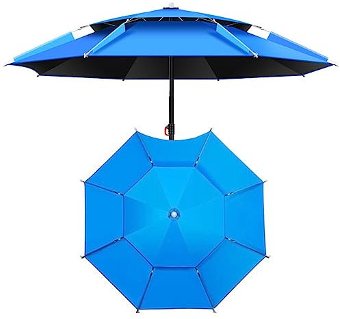 EMISOO Ombrellone da Spiaggia Antivento, Ombrellone da Giardino per Esterni Inclinabile A 360°, Ombrellone da Pesca Grande, per Viaggi, Picnic, 1,8m/2m/2,2m/2,4m/2,6m (Color : Blue, Size : 200cm/6.5