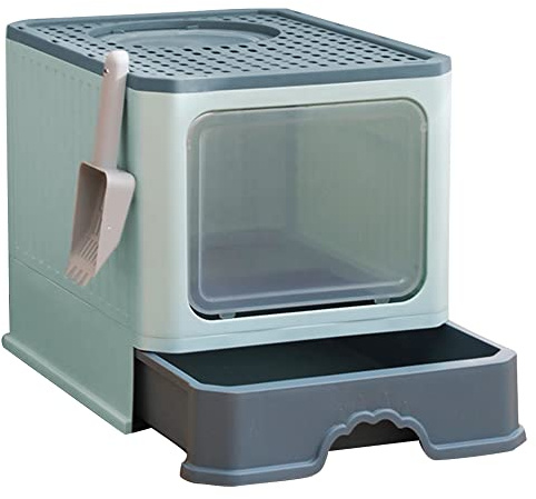 Arenero Gatos Cubierto, Caja de Arena para Gatos, Arenero Gato con Bandeja Extraíble, Arenero Gatos Grande con Cajón Pala Cepillo de Masajeador Filtro, Cagadero Gatos Cerrado51*41 * 38 CM