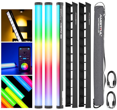 AMBITFUL A2 PRO A2PRO Full-Color RGB Tube Light, CRI 95 TLCI 97 Accurate Color,2500k-8500K Adjustable,RGB CCT HSI Mode, 26 Fx Light Effect,APP Control Support, Brightness Adjustable (A2PRO-K2)