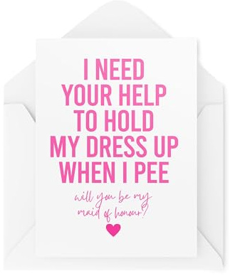 Biglietti divertenti per damigella d'onore – Biglietto di proposta per damigella d'onore – I Need Your Help to Hold My Dress Up When I Pee – Will You Be My – CBH1980