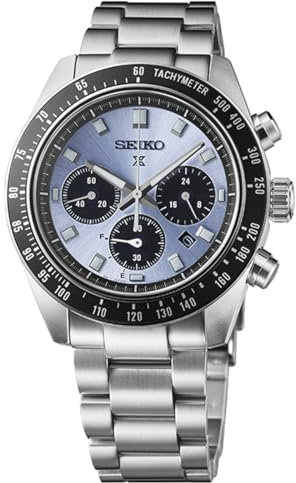 SEIKO Cronografo da uomo SSC813 Prospex Solar Cronografo Blu, Sport Cronografo, Argento/Blu ghiaccio, Moderno