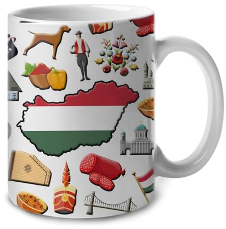 Tazze da tè Ungheria Tazza Mamma Stampata Tazza caffè Personalizzata Tazza di Latte 330Ml per Regalo Festa, Compleanno, Nonna