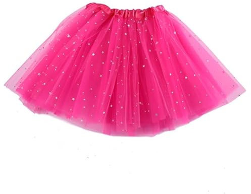 AYV Tüllrock Mädchen, Tütü Star Minirock, Ballettrock Prinzessin, Meerjungfrau Kostüm (Karneval, Geburtstag, Halloween Party, Rosa)