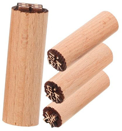 PLAFOPE 4pièces Moules Bois Pour Biscuit Pochoirs Gâteaux Tampon Dessert Pour Moon Cake Motifs Délicats